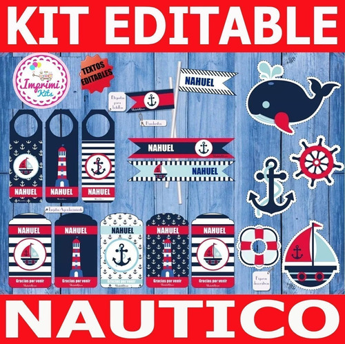 Kit Nautico Marinero Imprimible Editable Completo