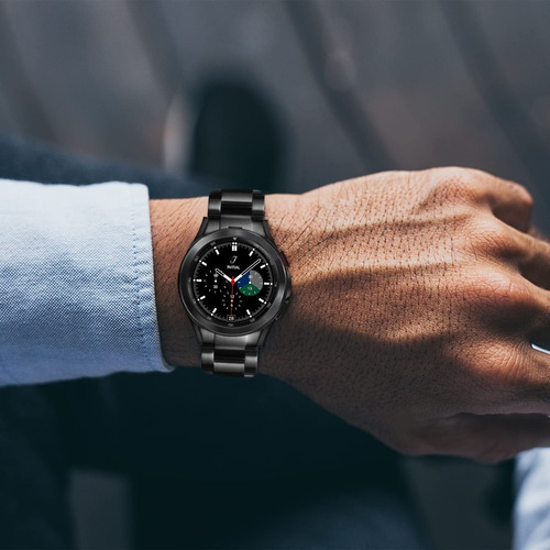 Correa De Eslabones + Funda Con Cristal Para Galaxy Watch 7 Negro/negro 44mm 2 Cm