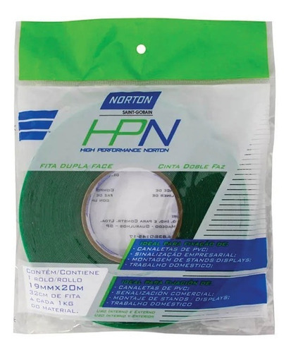 Fita Dupla Face Transparente Hpn 19mm X 20 Metros Norton