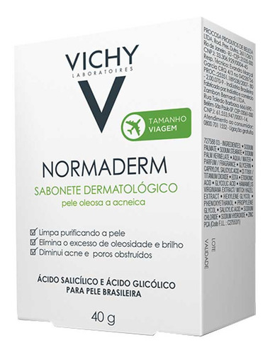 Sabonete Barra Dermatológico Vichy Normaderm Caixa 40g