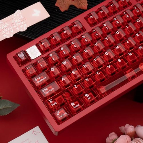Teclado De 114 Teclas, Color Rojo Cristalino, Brillante