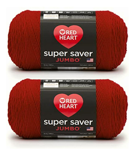 Red Heart Super Saver Hilo Jumbo (2 Unidades), Color Rojo