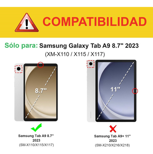 Funda Para Galaxy Tab A9 8.7 X110 Uso Rudo Con Base Negro