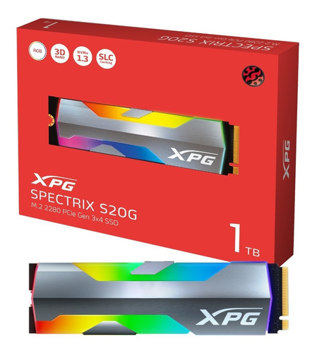 Disco Solido Ssd 1 Tb Xpg Spectrix S20g Rgb M.2 Nvme Pci-e Color Negro