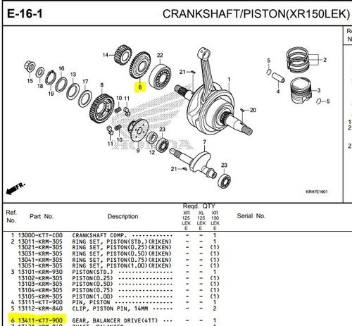 Engranaje De Balanceo 41t Original Honda Xr150l 