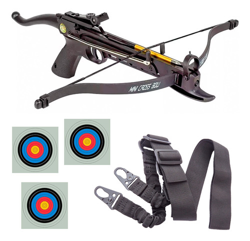 Balestra Besta Pistol Cobra 80 Lbs + 3 Setas + Bandoleira 