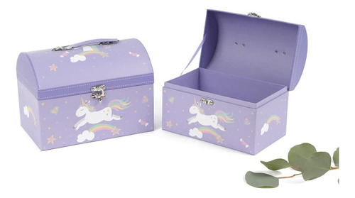 Juego De 2 Cajas Decorativas De Unicornio Resistentes