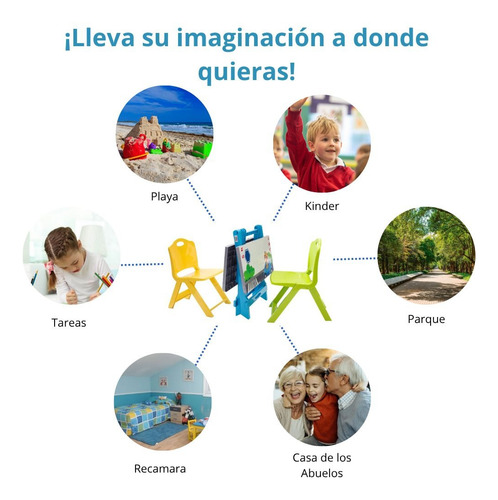 Mesa Infantil Plegable 4 Sillas De Colores Para Niños Dibujo