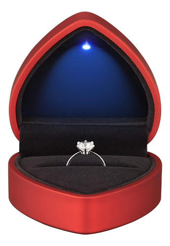 Caja De Regalo Para Anillos En Forma De Corazón Con Luz Led,