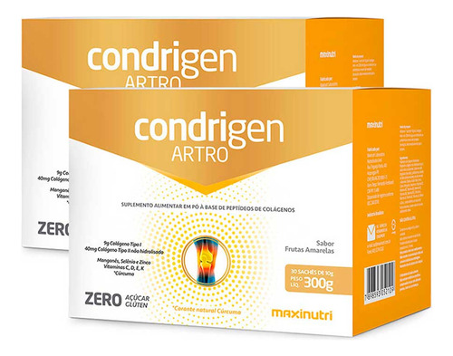 Kit 2 Condrigen Artro Tipo 1 E 2 Frutas Amarelas 30 Sachês