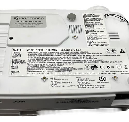 Proyector Nec N200g- Lampara Nueva-2100 A-1024 X 768 Openbox