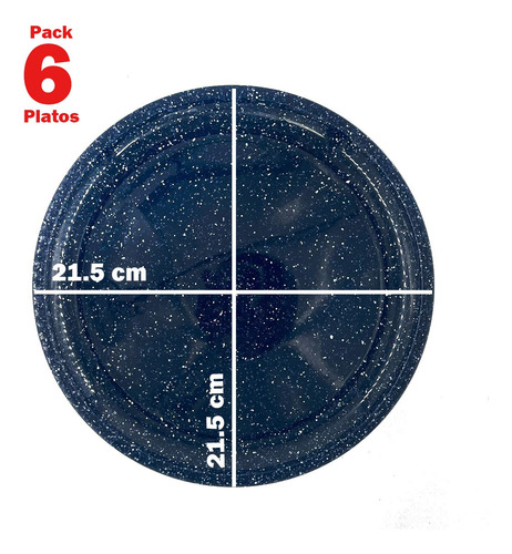 Platos Taqueros Plastico Trinche Parece Peltre 21.5cm 6pzs Azul Marino Parece Peltre
