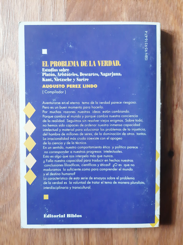 El Problema De La Verdad Augusto Perez Lindo Biblos (Usado)