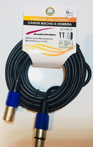 Imagen 2 de 4 de Cable Audiobahn Para Microfono Plug Cannon A Jack Cannon 10m