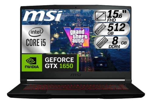 Portatil Msi Gamer Core I5 Nvidia Gtx1650 Ssd 512gb Ram 8gb