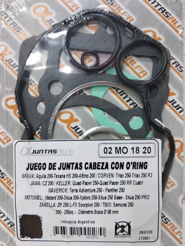 Junta De Cilindro Motomel Skua 250 Corven Triax 250 Zr 250