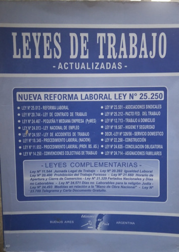 Leyes De Trabajo Actualizadas-autores Varios 