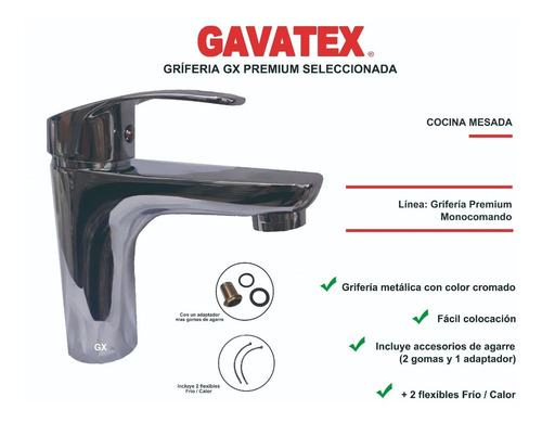 Imagen 4 de 10 de Grifería Canilla Monocomando Baño Premium Acqua Ultra Gx
