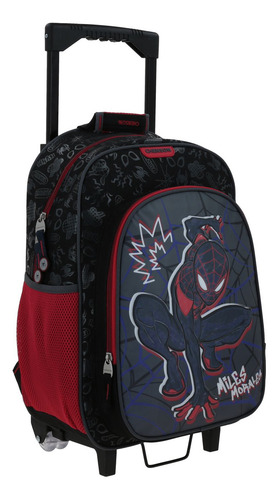 Mochila Grande Con Ruedas Chenson Miles Morales Marvel Drapo MM70294-3 Color Negro