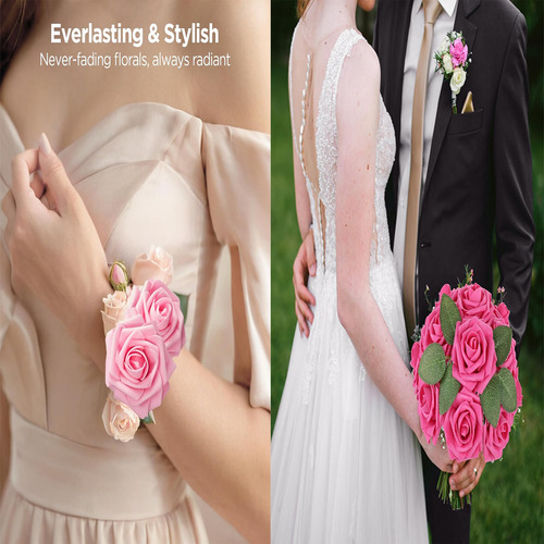 50pcs Rosa Artificiales Decoración Fiesta De Boda Flor 8 Cm