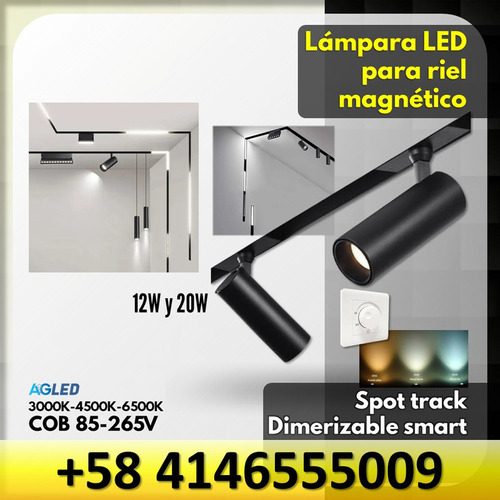 Lampara Led P/ Riel Magnetico 12w Blanca 3k/4k/6k 85-265v