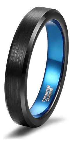 4mm 6mm Tungsten Rings Men Women Black And Blue Wedding Band