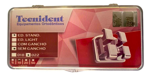 Kit 10 Casos Braquete Edgewise 022 (sem Gancho) - Tecnident