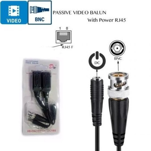 2 Balun Camara Y Dvr Rj45 A Bnc + Dc