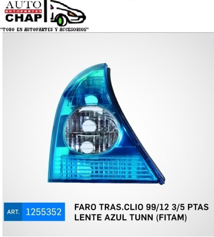 Juego Faro Tras Tun. Azul Ren Clio 99 2000 2001 Al 2012