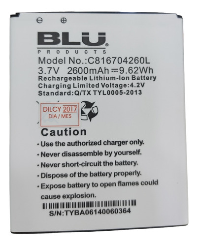 Bateria Blu C816704260l Dash 5.5