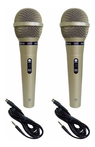 Kit 2 Microfones Dinâmicos Carol Mud-515 Com Fio + Cabos