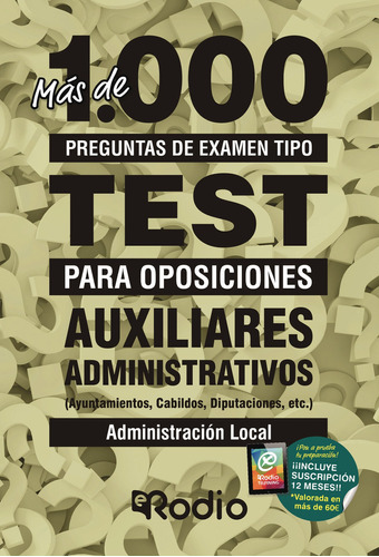 Auxiliares Administrativos (ayuntamientos, Cabildos, Diputaciones, Etc.). Administración Local, De Sánchez López , Mª Del Pilar.. Editorial Ediciones Rodio, Tapa Blanda, Edición 1.0 En Español, 2016