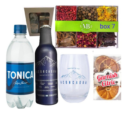 Gin Tonic Aconcagua + Tónica + Kit De Botánicos En Estuche 