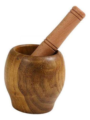 6 Mortero De Madera Con Molinillo De Maja Tazón Gadget De