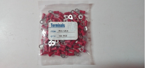 Terminal Rojo Tipo Anillo Para Cable 20-18 Hueco 4mm