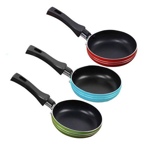 Mini Sartenes Teflon Antiadherente Cocina 12 Cm 3 Piezas Color Mixto Al Azar