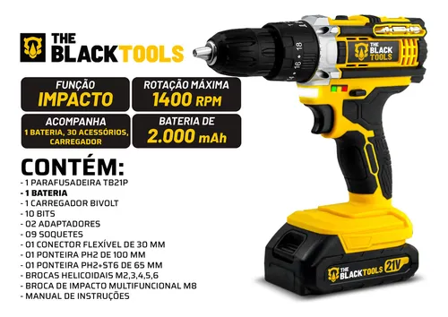 Parafusadeira E Furadeira Impacto The Black Tools Tb-21pw 3/8 Cor