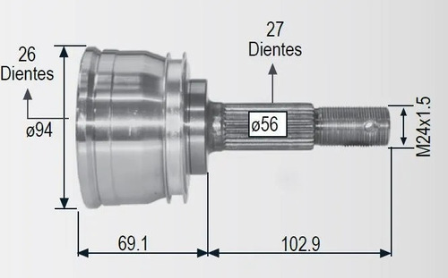 Espiga Homocinetica Lado Rueda Altima 93-01 26 Y 27 Dientes