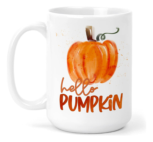 Taza De Café Hello Pumpkin - Taza De 15 Oz - Taza De Café Cu