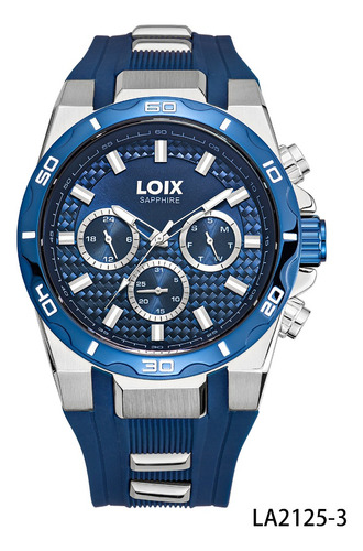 Reloj Hombre Loix® La2125-3 Azul Con Plateado, Tablero Azul