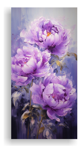 100x50cm Cuadro Decorativo Flores Púrpuras Impreso Sobre Li