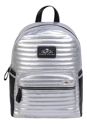 Backpack Mochila Rectangular Paris Hilton Plata Mujer H907