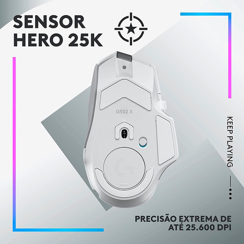 Mouse Gamer Sem Fio Logitech G502x Plus Rgb 25.600dpi Branco