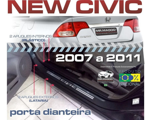 Soleiras Super Protetoras New Civic 2007 A  2011 P/ 4 Portas