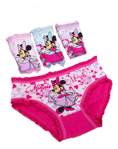 Paquete 4 Pantaletas Boxer Para Niña De Minnie Mouse