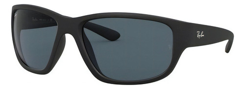 Óculos de sol Ray-Ban Solar RB4300 63, cor preto armação cor preto, lente azul de policarbonato uv