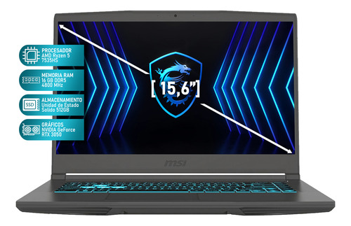 Laptop Gamer Msi Thin A15 Rtx 3050 Ryzen 5 7535hs 16gb 512gb