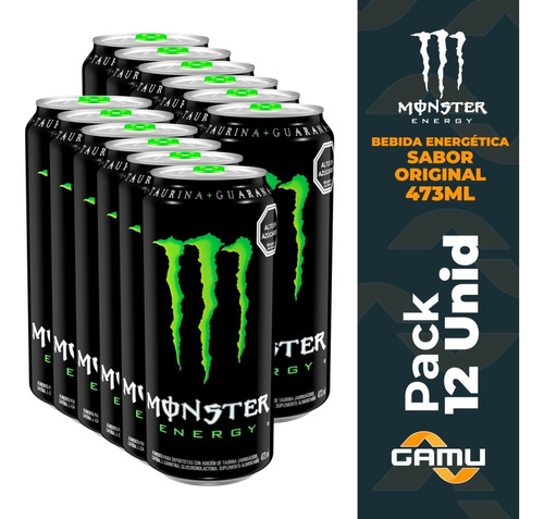 Monster Energy - 473ml - Negra Clásica - Pack 12 Unid
