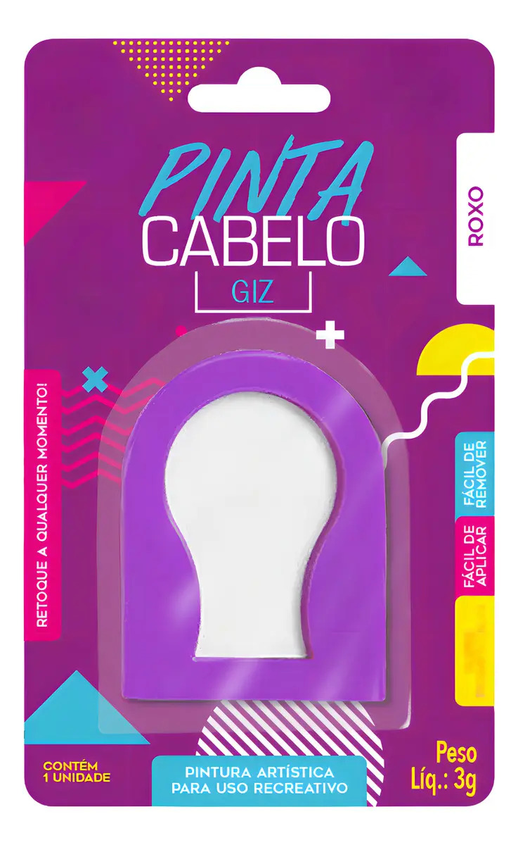Giz de Cabelo Popper para Pintar Temporariamente Roxo
