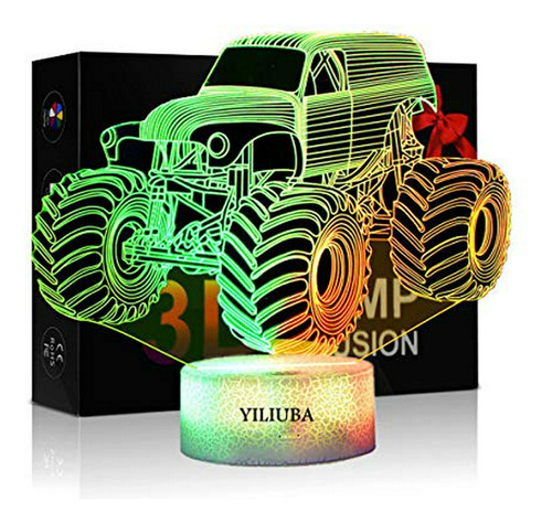 Yiliuba Monster Truck Lámpara Led Lámpara De Noche Visual 3d